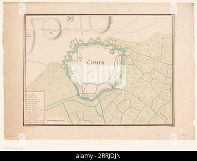 Plan de Sint-Omaars, 1650-1700. Banque D'Images