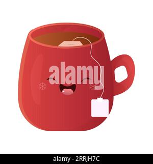 mug avec thé. boisson chaude hivernale. Mignon mug Vector illustration Illustration de Vecteur