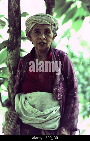 Superbe portrait d'une femme balinaise locale âgée en plein air sur le terrain Banque D'Images