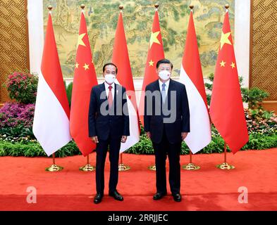 Actualités Bilder des Tages 220726 -- PÉKIN, le 26 juillet 2022 -- le président chinois Xi Jinping s'entretient avec le président indonésien en visite, Joko Widodo, au Diaoyutai State Guesthouse à Pékin, capitale de la Chine, le 26 juillet 2022. CHINE-PÉKIN-XI JINPING-INDONÉSIE-PRÉSIDENT-POURPARLERS CN PANGXXINGLEI PUBLICATIONXNOTXINXCHN Banque D'Images