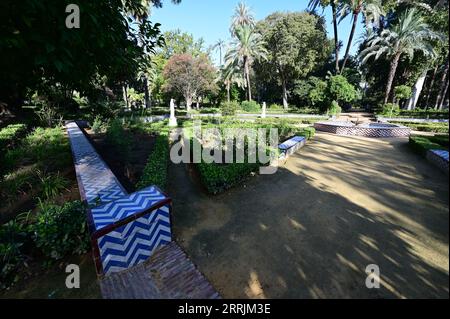 Étang ornemental au parc Maria Luisa à Séville, Espagne. Banque D'Images