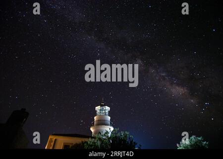 220808 -- GAVDOS, 8 août 2022 -- une photo prise le 31 juillet 2022 montre le ciel nocturne et la voie lactée au-dessus d'un phare sur l'île de Gavdos en Grèce. GREECE-GAVDOS-LIGHTHOUSE MariosxLolos PUBLICATIONxNOTxINxCHN 220808 -- GAVDOS, 8 août 2022 -- une photo prise le 31 juillet 2022 montre le ciel nocturne et la voie lactée au-dessus d'un imago léger/MariosxLolos PUBLICATIONxNOTxINxCHN images 1013703135 Banque D'Images