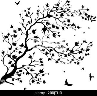 Branche d'arbre sans feuilles silhouettes vector.Tree branches silhouette Vector illustration.Tree branche vecteur sur fond blanc. Illustration de Vecteur