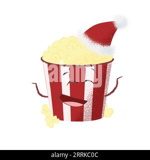 Joyeux pop-corn dans le chapeau du Père Noël Illustration de Vecteur