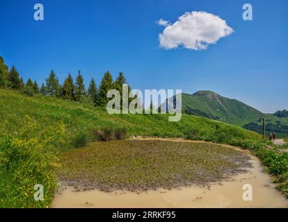 Sur le chemin à Monte Baldo au-dessus du lac de Garde. Banque D'Images