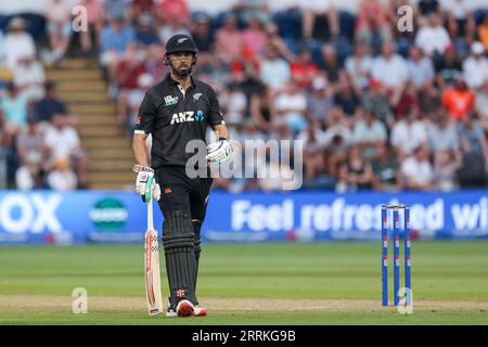 Cardiff, Royaume-Uni. 08 septembre 2023. Daryl Mitchell de Nouvelle-Zélande lors du match de Metro Bank ODI Series entre l'Angleterre et la Nouvelle-Zélande à Sophia Gardens, Cardiff, Royaume-Uni, le 8 septembre 2023. Photo de Stuart Leggett. Usage éditorial uniquement, licence requise pour un usage commercial. Aucune utilisation dans les Paris, les jeux ou les publications d'un seul club/ligue/joueur. Crédit : UK Sports pics Ltd/Alamy Live News Banque D'Images