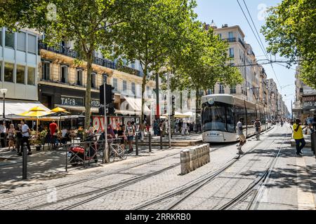 Tramway de Marseille, Provence, Sud de la France, France, Europe Banque D'Images