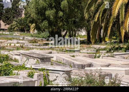 Le cimetière juif dans le centre-ville de Tanger, au Maroc Banque D'Images