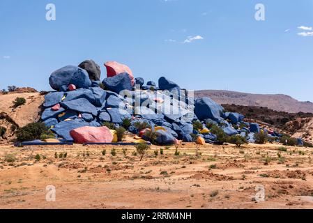 Roches peintes célèbres dans la vallée de Tafraoute, au sud du Maroc Banque D'Images