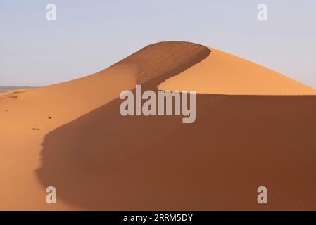 Dunes pittoresques dans le désert d'Erg Chebbi, partie du Sahara Africain, Maroc Banque D'Images