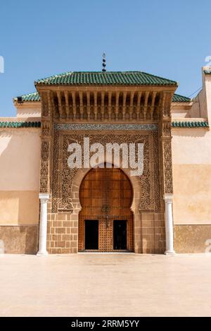 Célèbre mausolée de Moulay Ismail dans le centre-ville de Fès, au Maroc Banque D'Images