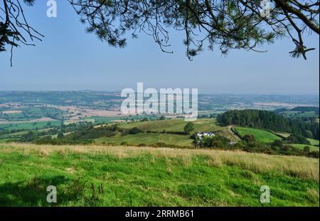 En regardant vers Worthen depuis Bromlow Callow près de Shelve, Shropshire Banque D'Images