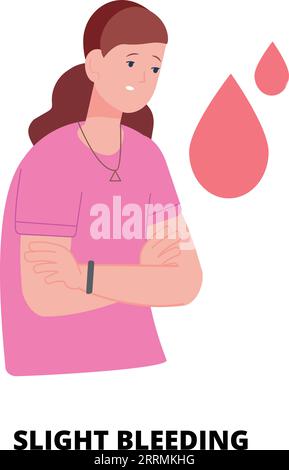 Légère femme saignante. Santé féminine. Symptôme de grossesse isolé sur fond blanc Illustration de Vecteur