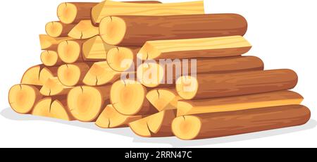 Pile de rondins de bois. Troncs d'arbres. Bois de dessin animé isolé sur fond blanc Illustration de Vecteur