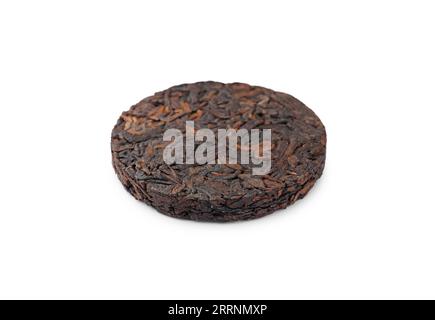 Disc shaped traditional Chinese pu-erh tea isolated on white Stock Photo