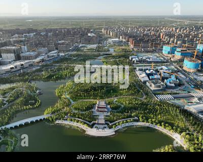 230226 -- PÉKIN, le 26 février 2023 -- cette photo aérienne prise le 6 septembre 2022 montre une vue du district de Rongdong dans la nouvelle région de Xiong an, dans la province du Hebei du nord de la Chine. Xinhua Hebei : le développement coordonné de la région Pékin-Tianjin-Hebei génère un nouveau moteur de croissance XingxGuangli PUBLICATIONxNOTxINxCHN Banque D'Images