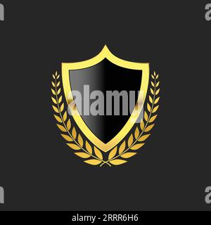 Fond de crête de badge d'armure de luxe bouclier d'or Illustration de Vecteur