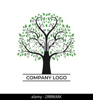 Les feuilles d'arbres organiques structurent la croissance du logo de la nature de la plante en bois Illustration de Vecteur