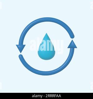 flèche de recyclage renouvelable naturelle de goutte d'eau 3d. Illustration de Vecteur