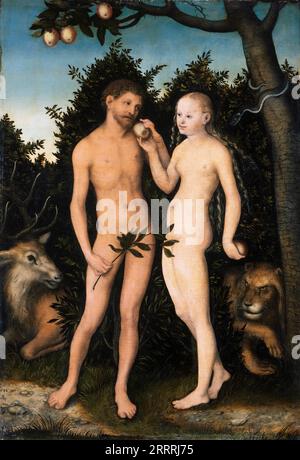 Lucas Cranach I (1472-1553) - Adam et Ève au Paradis 1533. Banque D'Images