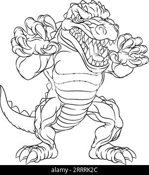 Crocodile Alligator Cartoon Lézard Dino Monster Illustration de Vecteur