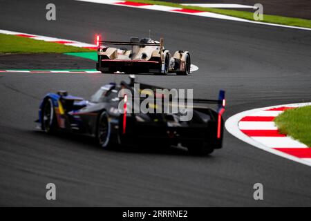 38 DA COSTA Antonio Felix (prt), STEVENS Will (gbr), YE Yifei (chn), Hertz Team Jota, Porsche 963, action pendant les 6 heures du Fuji 2023, 6e manche du Championnat du monde d'Endurance FIA 2023, du 7 au 10 septembre 2023 sur le Fuji Speedway, à Oyama, Japon Banque D'Images
