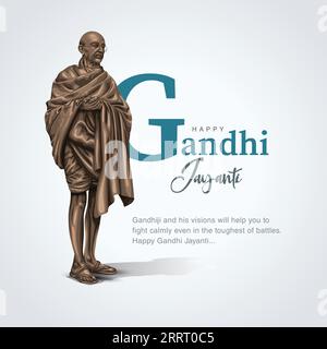 2 octobre Happy gandhi jayanti. Combattant de la liberté indienne Mahatma Gandhi il est connu sous le nom de Bapu. conception abstraite d'illustration vectorielle Illustration de Vecteur