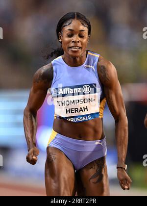 BRUXELLES - Elaine Thompson Herah lors des 100 mètres féminins de l'Allianz Memorial Van Damme 2023, dans le cadre de la série Diamond League 2023 au Stade Roi Baudouin le 8 septembre 2023 à Bruxelles, Belgique. ANP | Hollandse Hoogte | GERRIT VAN COLOGNE Banque D'Images