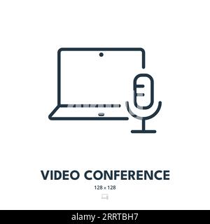 Icône vidéo conférence. Webinaire, appel vidéo, discussion. Contour modifiable. Icône vecteur simple Illustration de Vecteur