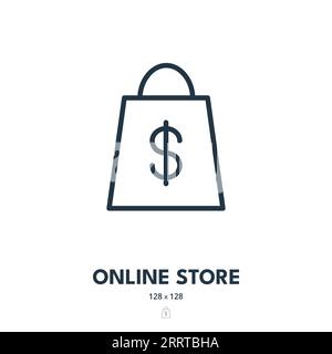 Icône Boutique en ligne. Boutique, E-commerce, Sac à provisions. Contour modifiable. Icône vecteur simple Illustration de Vecteur