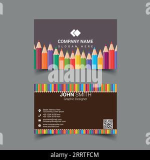 Modèle professionnel de conception de carte de visite pour l'entreprise ou l'entreprise. Deux couleurs, simple mais professionnel. Compatible pour un usage professionnel et personnel Illustration de Vecteur