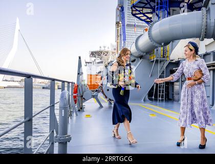 Rotterdam, pays-Bas. 9 septembre 2023. ROTTERDAM - la Princesse Alexia avec Pien van Karnebeek lors d'une visite de la drague à trémie aspirante de Van Oord Vox Alexia. C'était sa première visite officielle de travail pour la fille de dix-huit ans du roi Willem-Alexander et de la reine Maxima. ANP REMKO DE WAAL netherlands Out - belgique Out Credit : ANP/Alamy Live News Banque D'Images