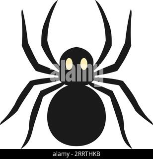 Une araignée noire aux yeux jaunes sur fond blanc. Silhouette d'araignée. Motif insecte plat. Illustration isolée vectorielle. Illustration de Vecteur