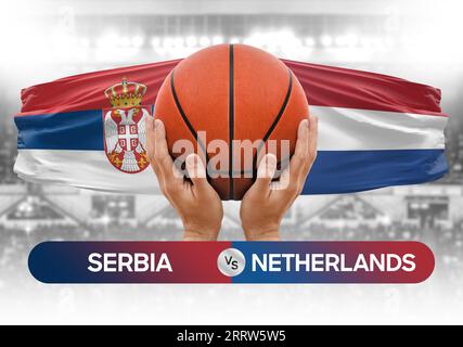 Serbie vs pays-Bas équipe nationale de basket-ball match compétition Cup image conceptuelle Banque D'Images