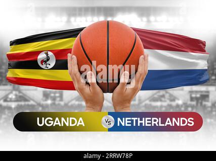 Image conceptuelle de la coupe de compétition de basket-ball des équipes nationales de basket-ball de l'Ouganda vs pays-Bas Banque D'Images