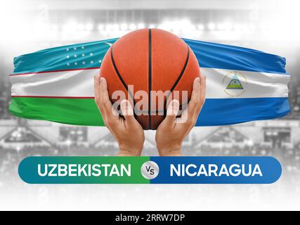 Ouzbékistan vs Nicaragua équipes nationales de basket-ball match match compétition Cup image conceptuelle Banque D'Images