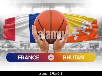 Image conceptuelle de la coupe de compétition de basket-ball des équipes nationales de France vs Bhoutan Banque D'Images