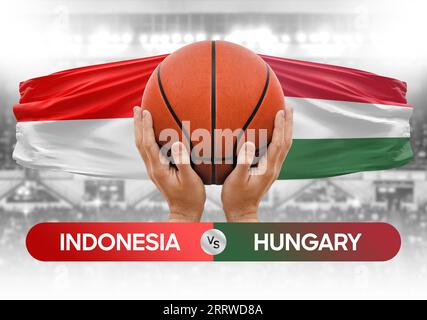 Image conceptuelle des équipes nationales de basket-ball de l'Indonésie vs Hongrie basket-ball match compétition Cup Banque D'Images