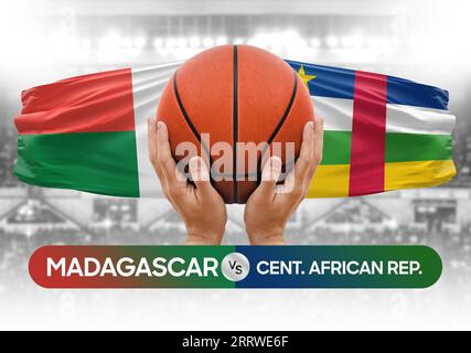 Image conceptuelle de la coupe de compétition de basket-ball des équipes nationales de la République centrafricaine contre Madagascar Banque D'Images