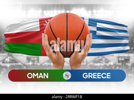 Oman vs Grèce équipes nationales de basket-ball match match compétition Cup image conceptuelle Banque D'Images