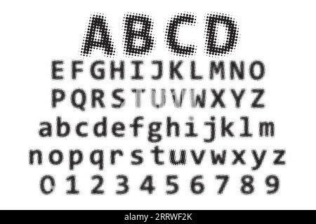 Vintage Halftone Display police collection d'alphabet, vecteur Illustration de Vecteur