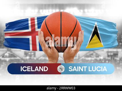 Image conceptuelle de la coupe des équipes nationales de basket-ball de l'Islande vs Sainte-Lucie Banque D'Images