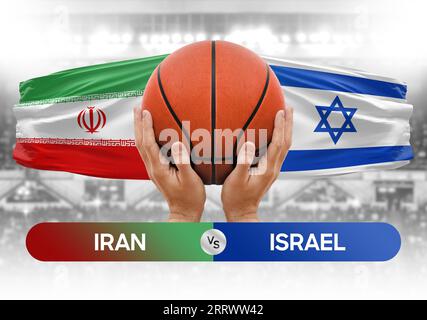 Image conceptuelle de la coupe de compétition de basket-ball des équipes nationales de basket-ball d'Iran vs Israël Banque D'Images