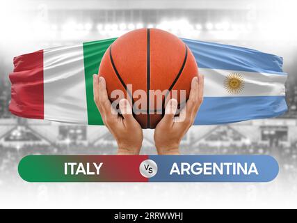 Image conceptuelle des équipes nationales de basket-ball Italie vs Argentine basket-ball match compétition Cup Banque D'Images