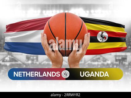 Image conceptuelle de la coupe de compétition de basket-ball des équipes nationales de basket-ball des pays-Bas vs Ouganda Banque D'Images