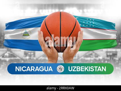 Image conceptuelle de la coupe de compétition de basket-ball des équipes nationales d'Ouzbékistan vs Nicaragua Banque D'Images