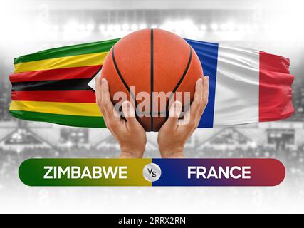 Image conceptuelle de la coupe de compétition de basket-ball des équipes nationales de France vs Zimbabwe Banque D'Images