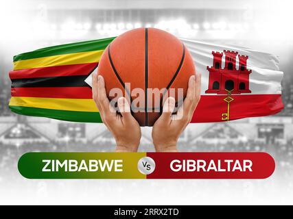 Image conceptuelle de la coupe de compétition de basket-ball des équipes nationales de Gibraltar vs basket-ball de Gibraltar Banque D'Images