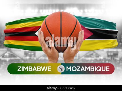 Image conceptuelle de la coupe de compétition de basket-ball des équipes nationales de basket-ball du Zimbabwe vs Mozambique Banque D'Images