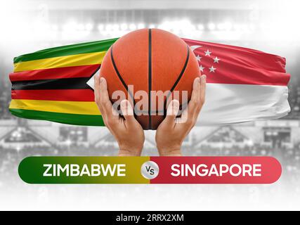 Image conceptuelle de la coupe de compétition de basket-ball des équipes nationales de Singapour vs Zimbabwe Banque D'Images